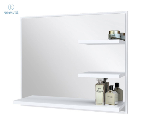 FURNIDESIGN - lustro łazienkowe LX z 3 półkami białe, 60x50 cm, prawe