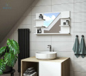 FURNIDESIGN - lustro łazienkowe z 5 półkami białe, 80x50 cm