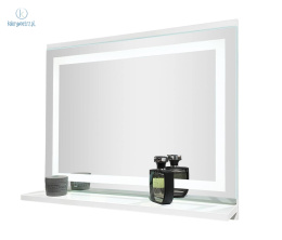 FURNIDESIGN - lustro łazienkowe z półką i oświetleniem LED białe, 60x50 cm