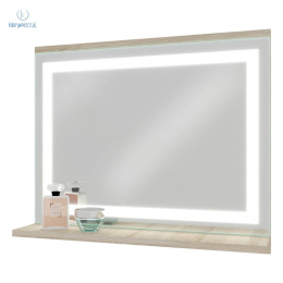 FURNIDESIGN - lustro łazienkowe z półką i oświetleniem LED dąb sonoma, 60x50 cm