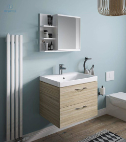FURNIDESIGN - nowoczesna szafka łazienkowa wisząca, biała 60x50 cm, lewa