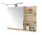 FURNIDESIGN - wisząca szafka łazienkowa z kinkietem LED, dąb sonoma 60x50 cm, prawa