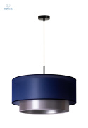 DUOLLA - nowoczesna lampa wisząca z abażurem NANTES, granatowo-srebrna