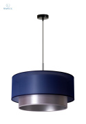 DUOLLA - nowoczesna lampa wisząca z abażurem NANTES, granatowo-srebrna