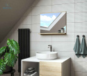 FURNIDESIGN - lustro łazienkowe z półką dąb sonoma, 60x50 cm