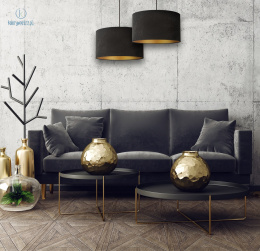 DUOLLA - nowoczesna lampa wisząca z abażurem ROLLER, black/gold