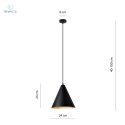 EMIBIG - nowoczesna, loftowa lampa wisząca REBEL 1 czarna/złota