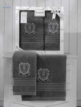 Karna Home - zestaw ręczników bawełnianych PAMES dark grey (50x90 cm)+(70x140 cm)