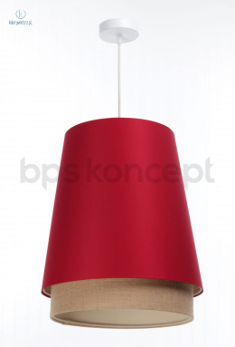 BPS Koncept - lampa wisząca z abażurem boho juta SENSEI III, czerwona
