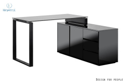 UNIQUE - nowoczesne biurko z szafką MARIN, 120x60 cm czarne