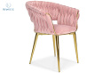 FERTONE - stylowe krzesło glamour z welurem IRIS, różowe/złote