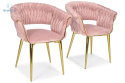 FERTONE - stylowe krzesło glamour z welurem IRIS, różowe/złote