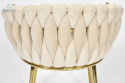 FERTONE - stylowe krzesło glamour z welurem ROSA, beżowe/złote