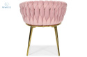FERTONE - stylowe krzesło glamour z welurem ROSA, różowe/złote
