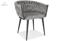 FERTONE - stylowe krzesło glamour z welurem ROSA, szare/czarne