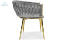 FERTONE - stylowe krzesło glamour z welurem ROSA, szare/złote