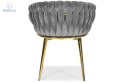 FERTONE - stylowe krzesło glamour z welurem ROSA, szare/złote