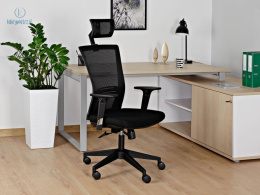 UNIQUE - nowoczesny fotel biurowy obrotowy ERGONIC, czarny