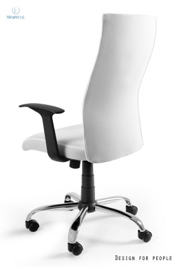 UNIQUE - nowoczesny fotel biurowy obrotowy BLACK ON BLACK, biały