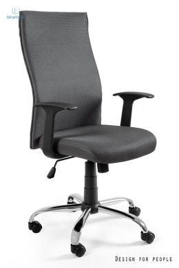 UNIQUE - nowoczesny fotel biurowy obrotowy BLACK ON BLACK, szary