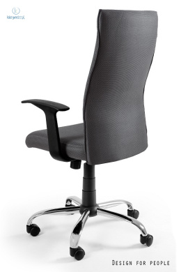 UNIQUE - nowoczesny fotel biurowy obrotowy BLACK ON BLACK, szary