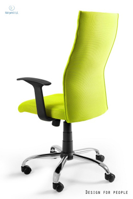 UNIQUE - nowoczesny fotel biurowy obrotowy BLACK ON BLACK, zielony