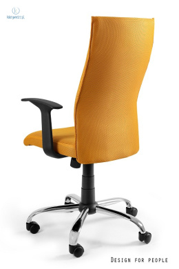 UNIQUE - nowoczesny fotel biurowy obrotowy BLACK ON BLACK, żółty