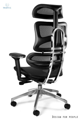 UNIQUE - nowoczesny fotel biurowy obrotowy ERGOTECH, czarny/chrom