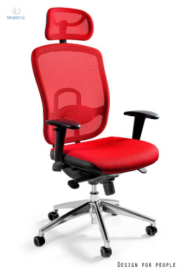 UNIQUE - nowoczesny fotel biurowy obrotowy VIP, czarny/czerwony