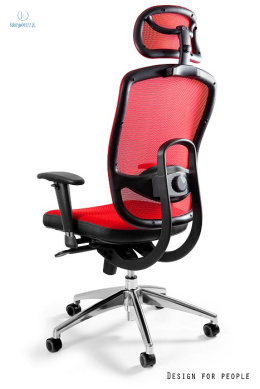 UNIQUE - nowoczesny fotel biurowy obrotowy VIP, czarny/czerwony