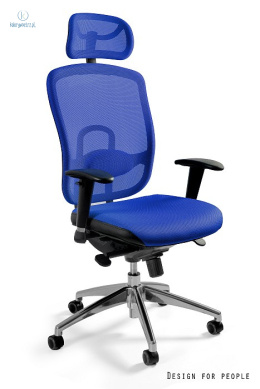 UNIQUE - nowoczesny fotel biurowy obrotowy VIP, czarny/niebieski