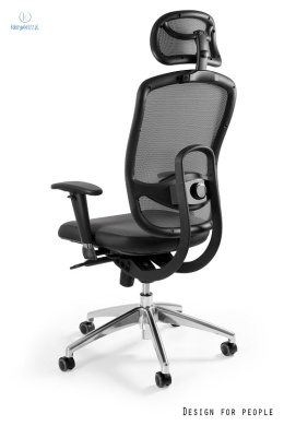 UNIQUE - nowoczesny fotel biurowy obrotowy VIP, czarny/szary