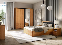 JARSTOL - duże, nowoczesne łóżko ze stelażem FONTI, 160x200 cm - kolor dąb karmel