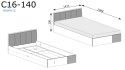 JARSTOL - nowoczesny zestaw mebli do sypialni CALI S2, (łóżko 140x200 cm, szafa XL, 2x szafka nocna)