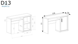JARSTOL - nowoczesne biurko z wysuwaną półką na klawiaturę DALLAS, 126x77 cm - kolor dąb truflowy