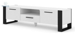 BIM FURNITURE - nowoczesna, loftowa szafka RTV stojąca NUKA-160, 160x48 cm - biały mat