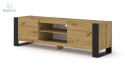 BIM FURNITURE - nowoczesna, loftowa szafka RTV stojąca MONDI-158, 158x47 cm - dąb artisan