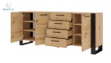 BIM FURNITURE - nowoczesna/loftowa, duża komoda z szufladami NUKA K, 197x87 cm - dąb artisan