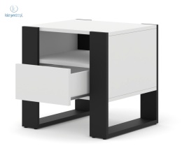BIM FURNITURE - nowoczesna/loftowa szafka nocna stojąca MONDI, 48x43 cm - kolor biały mat