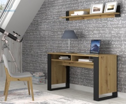 BIM FURNITURE - nowoczesne, loftowe biurko MONDI ARTISAN, 130x55 cm, kolor dąb artisan