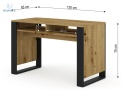 BIM FURNITURE - nowoczesne, loftowe biurko MONDI ARTISAN, 120x55 cm, kolor dąb artisan