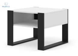 BIM FURNITURE - nowoczesny/loftowy mały stolik kawowy z półką MONDI , 60x60 cm, biały mat