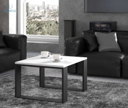 BIM FURNITURE - nowoczesny/loftowy stolik kawowy NUKA 60, 60x60 cm kolor biały mat