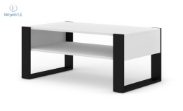 BIM FURNITURE - nowoczesny/loftowy stolik kawowy z półką NUKA F, 110x60 cm kolor biały mat