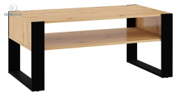 BIM FURNITURE - nowoczesny/loftowy stolik kawowy z półką NUKA F, 110x60 cm kolor dąb artisan