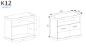 JARSTOL - mała szafka RTV w stylu prowansalskim KORA K-12, 97x75 cm - dąb biały/kraft złoty