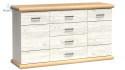 JARSTOL - zestaw mebli w stylu prowansalskim do salonu/pokoju KORA, kolor dąb biały/ kraft złoty