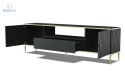 BIM FURNITURE - designerska szafka RTV w stylu glamour z szufladą PETRA 2D1S, 180x55 cm - kolor czarny mat