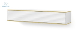 BIM FURNITURE - nowoczesna, designerska szafka RTV wisząca SUBI, 180x33 cm - kolor biały mat