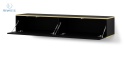BIM FURNITURE - nowoczesna, designerska szafka RTV wisząca WABI, 180x33 cm - kolor czarny mat